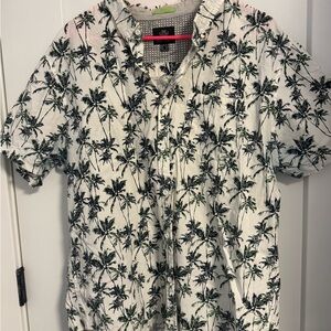 Tropical Palm Print Casual Button Down Shirt